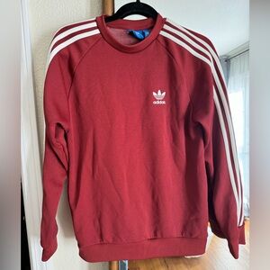 Adidas Adicolor 3 Stripe Crewneck Sweatshirt - Shadow Red - Size Small